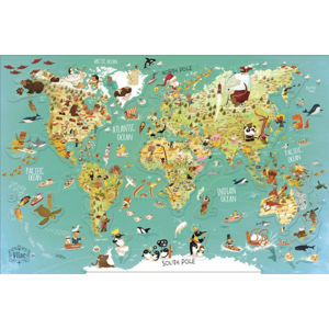 Vilac - Nástěnná magnetická mapa světa 78 dílků, anglické texty