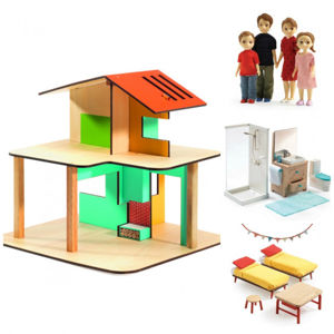 Domeček pro panenky - můj malý dům - set s rodinkou, koupelnou a ložnicí