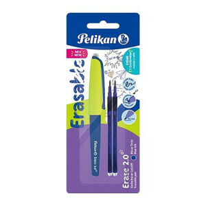 Gumovací pero Pelikan - modré + 2ks náplně